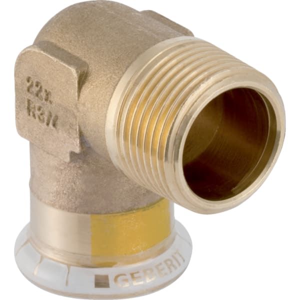 Geberit Gas-Übergangswinkel Mapress 90Grad, mit Außengewinde, Kupfer, Ø 22 mm x R 3/4