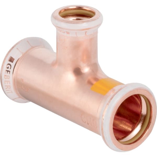 Geberit Gas-T-Stück Mapress Ø 22 mm x 15 mm x 22 mm, reduziert, für Natur- und Flüssiggas, Kupfer