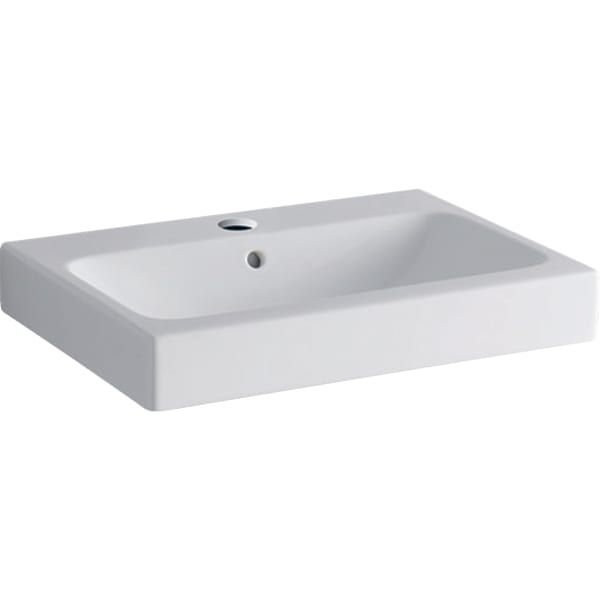 Geberit Aufsatz-Waschtisch iCon 60 x 48,5 cm, weiß KeraTect, mit Hahnloch, mit Überlauf
