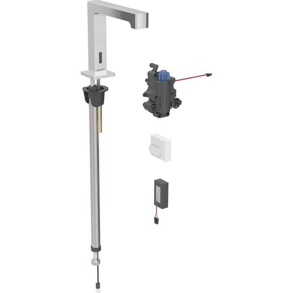 Geberit Infrarot-Waschtisch-Armatur Brenta mit Thermostatmischer, Standmontage, Batteriebetrieb, UP-Funktionsbox, hochglanz-verchromt