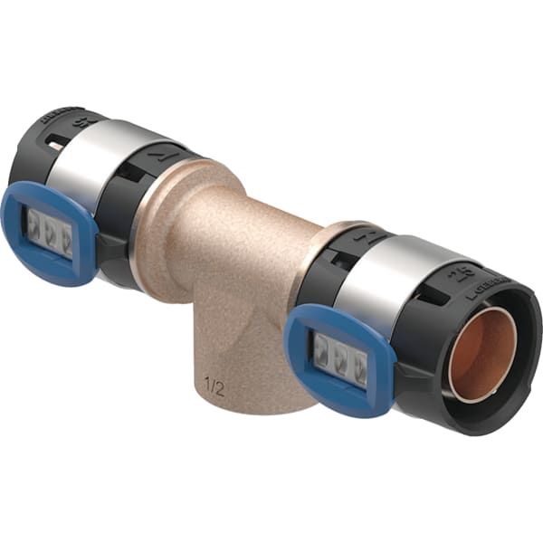 Geberit T-Stück FlowFit 16 mm x Rp 1/2 x 16 mm, mit Innengewinde, Rotguss