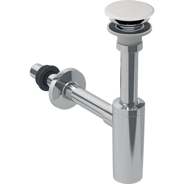 Geberit Waschbeckenablauf mit Siphon, Ventilabdeckung und Manschette, weiß/hochglanz-verchromt