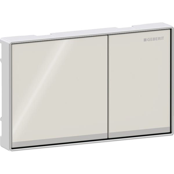 Geberit Abdeckplatte Omega60 Square Taste sandgrau, Glas glänzend, Zinkdruckguss, für 2-Mengen-Spülung
