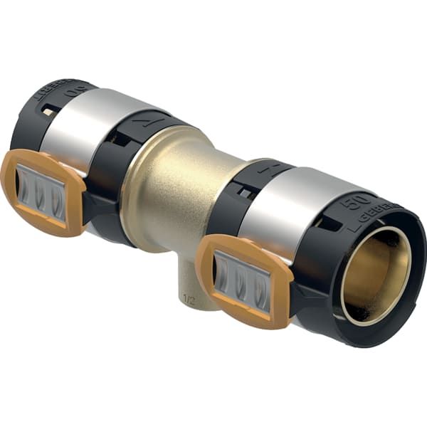 Geberit T-Stück FlowFit 50 mm x Rp 1/2 x 50 mm, mit Innengewinde, Rotguss