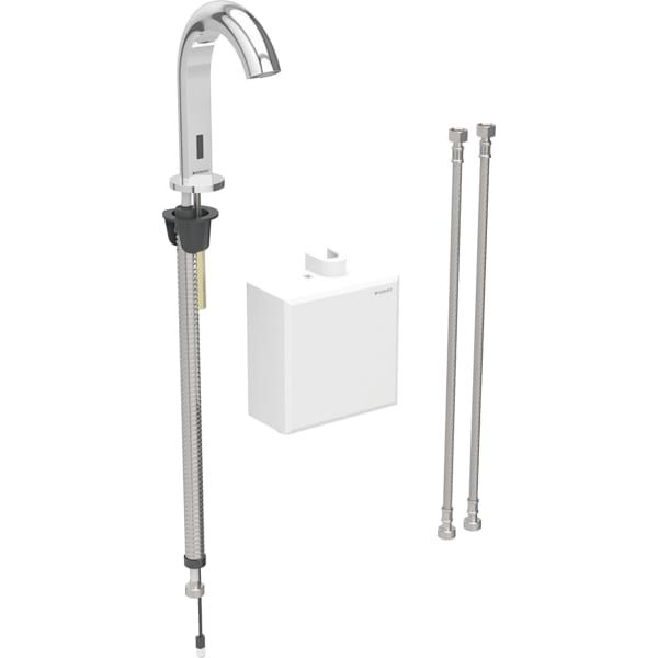 Geberit Infrarot-Waschtisch-Armatur Piave mit Thermostatmischer, Standmontage, Batteriebetrieb, AP-Funktionsbox