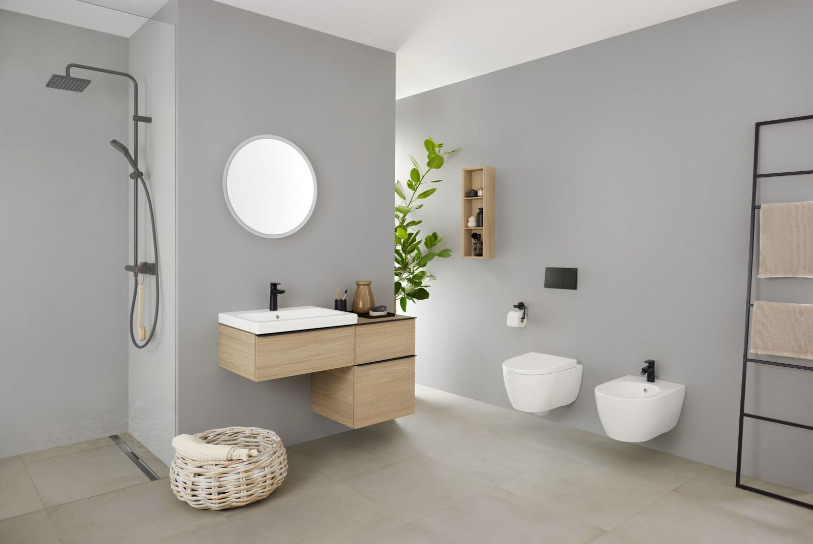 Geberit Wand-Tiefspül-WC Set iCon 36x53cm, geschlossene Form, rimfree, mit WC-Sitz, weiß matt