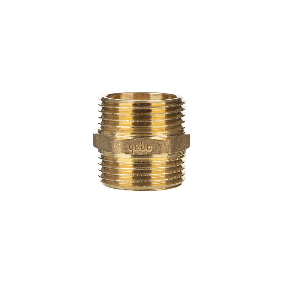 Gebo Doppelnippel BR 3", AGxAG, 8-Kant, Messing