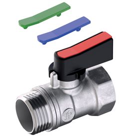 Giacomini Mini-Kugelhahn R694 3/8", Messing verchromt, IG/AG, Kunststoffflügelgriff