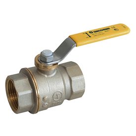 Giacomini Gas-Kugelhahn R730GA G 1 1/4 IG, Messing vernickelt, Schwermodell, Hebelgriff gelb
