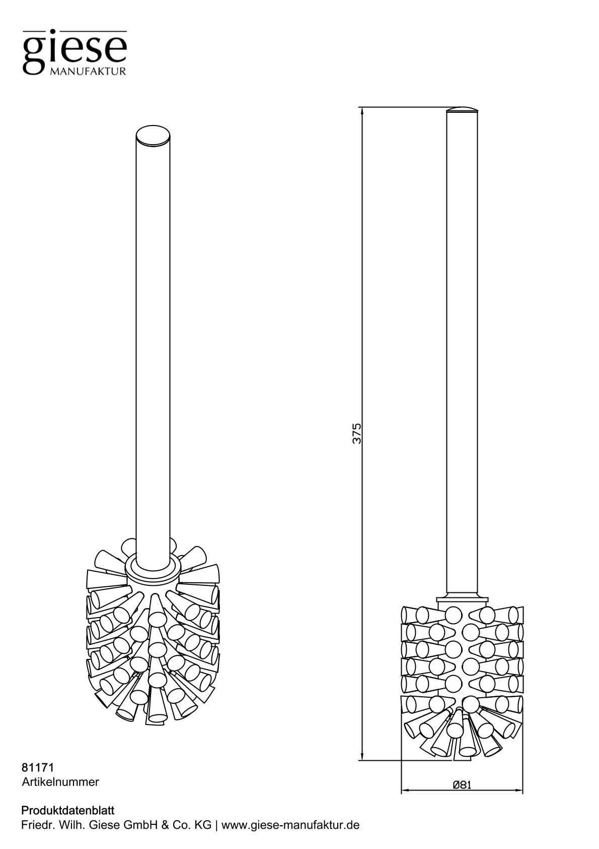 Giese WC Bürste, Stiel in schwarz matt Bürstenkopf weiss