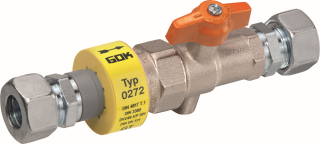 GOK Hauptabsperreinrichtung Typ 0272 DN 15, beiderseits RVS 18mm, PS 5 bar