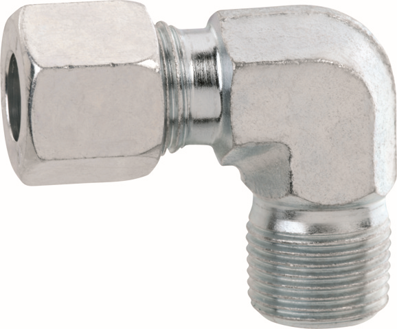 GOK Winkel-Einschraubverschraubung Typ WERK RVS 10 mm x AG R 1/4, Baureihe L, kegelig, mit Schneidring Typ D
