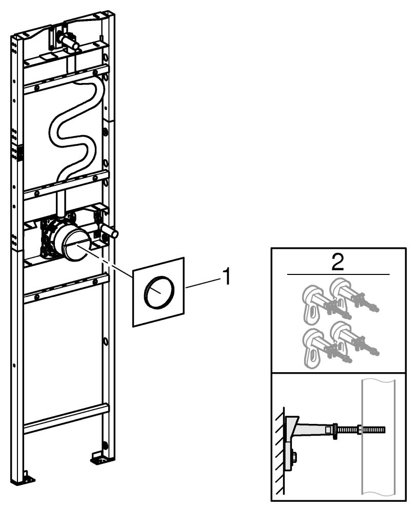 GROHE Dusch-Element Rapido BH 222-240 cm, mit Handbrause, Kopfbrause, für Vorwandinstallation oder Trockenbau