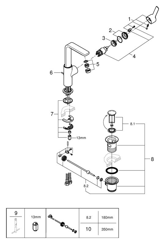 GROHE Waschtisch-Einhebelmischer Lineare 1/2", L-Size, Zugstangen-Ablaufgarnitur, supersteel