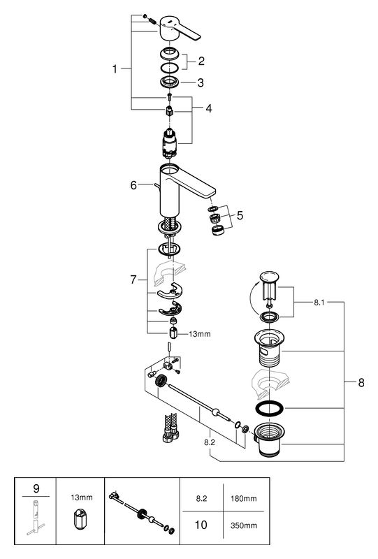 GROHE Waschtisch-Einhebelmischer Lineare 1/2", XS-Size, mit Ablaufgarnitur, chrom