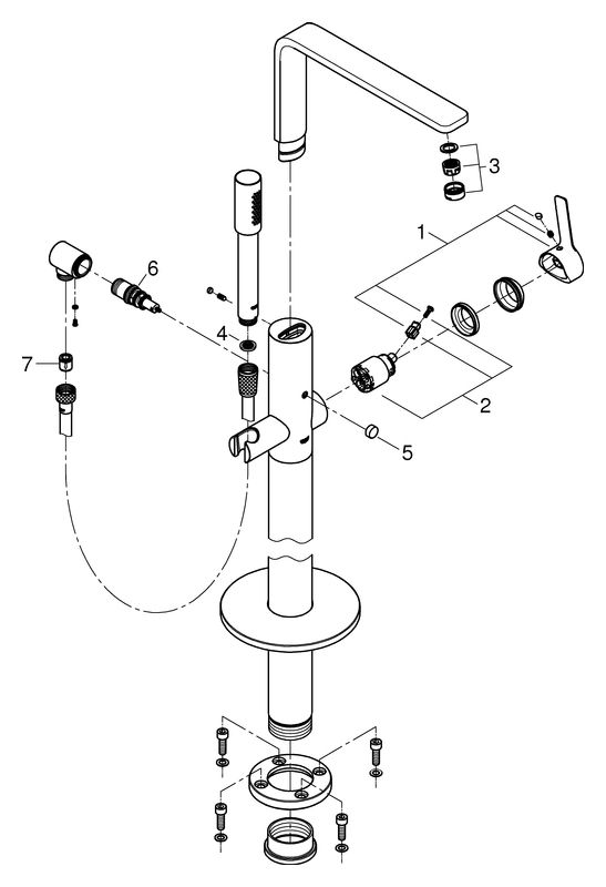GROHE Fertigmontageset Lineare UP-Wannen-Einhebelmischer 1/2", Bodenmontage, chrom