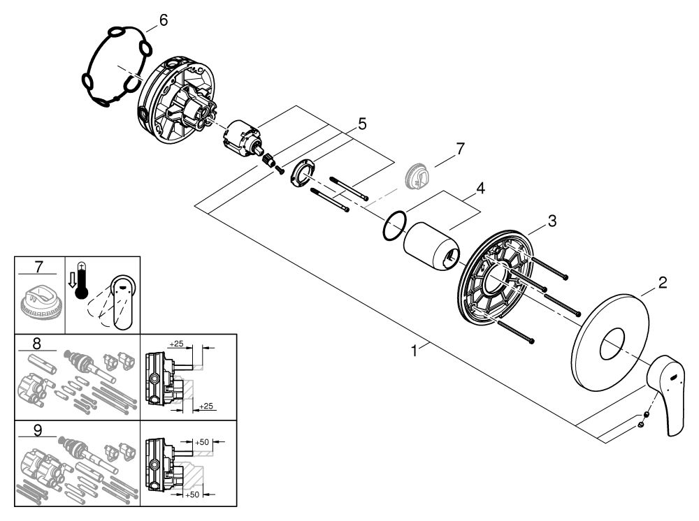 GROHE Fertigmontageset Eurosmart UP-Einhebel-Brausemischer, chrom
