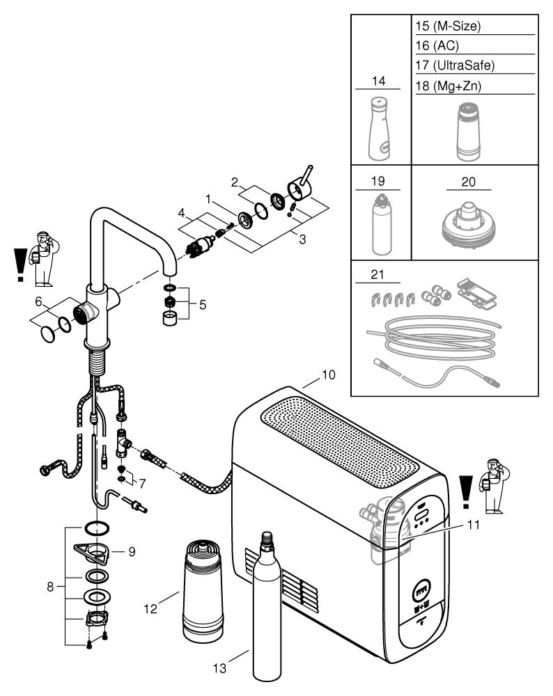 GROHE Spültisch-Einhebelmischer Blue Home U-Auslauf, Starter Kit, Supersteel