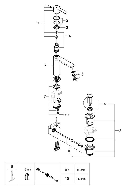 GROHE Waschtisch-Einhebelmischer Lineare 1/2", S-Size, Zugstangen-Ablaufgarnitur, chrom