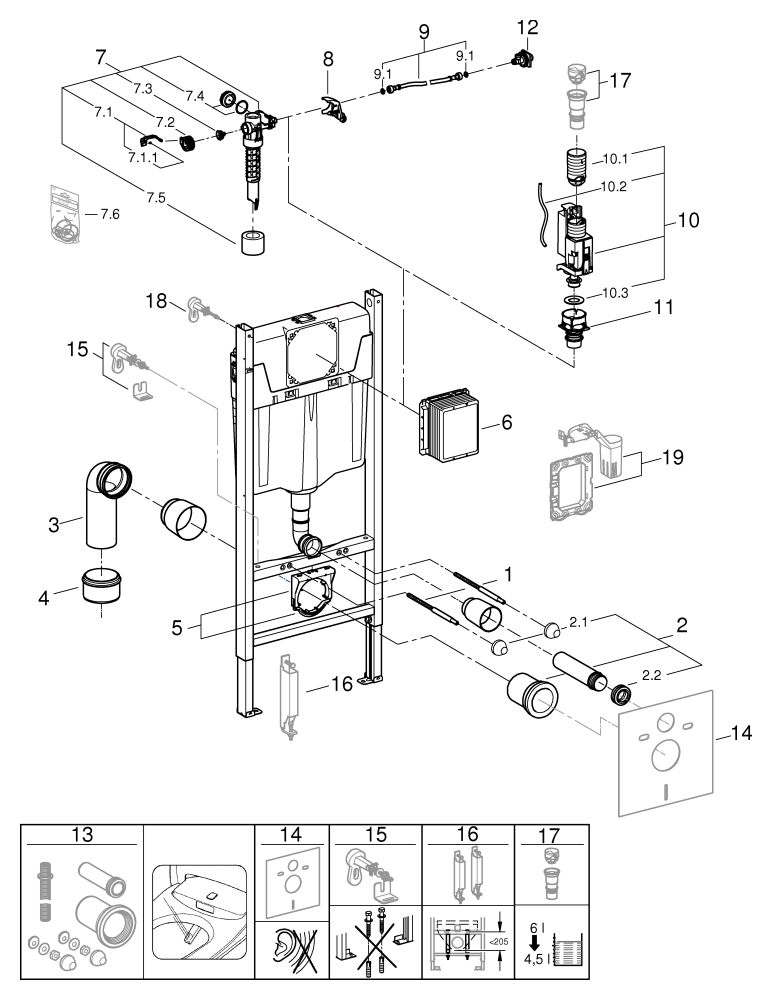 GROHE WC-Element Rapid SL Projekt BH 1,13 m, mit Spülkasten GD 2, 6-9 l