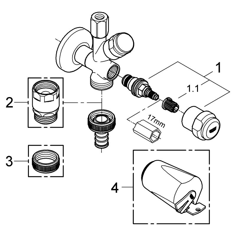 GROHE WAS-Kombi-Eckventil 1/2", chrom