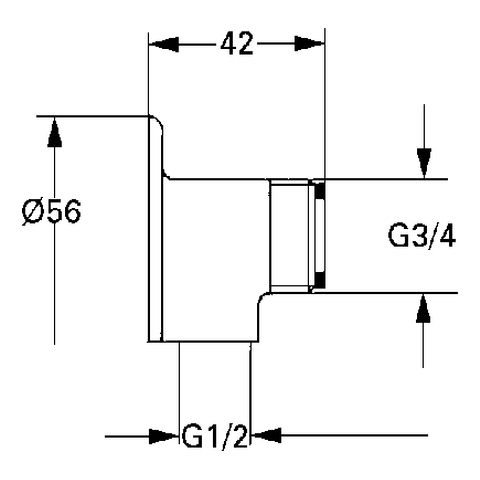 GROHE Wandscheibe 12013 Außen 3/4"x 1/2" Innen chrom