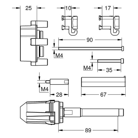 GROHE Verlängerung 14056 für EHM-FMS für Rapido SmartBox 25mm