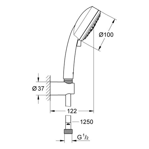 GROHE Brausegarnitur Tempesta Cosmopolitan 100 Brausestange 90cm, 3 Strahlarten, chrom