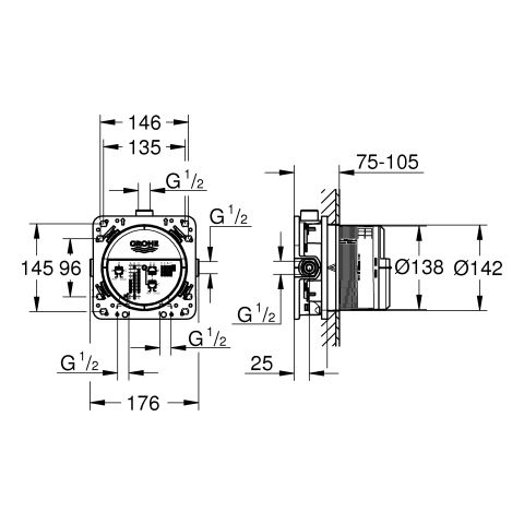 GROHE UP-Grundkörper Rapido Smartbox 1/2", Universal