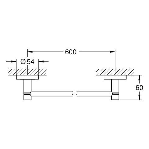 GROHE Badetuchhalter Essentials 65,4 cm, hard graphite gebürstet, verdeckte Befestigung