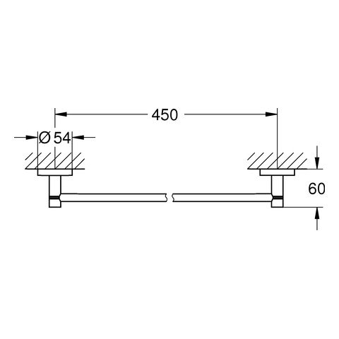 GROHE Badetuchhalter Essentials 50,4 cm, hard graphite gebürstet, verdeckte Befestigung