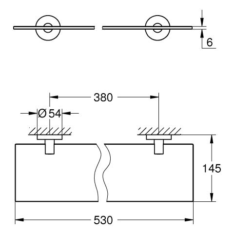 GROHE Glasablage Essentials 53cm, verdeckte Befestigung, supersteel