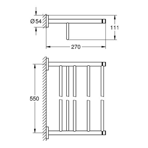 GROHE Multi-Badetuchhalter Essentials 55 cm, verdeckte Befestigung, supersteel