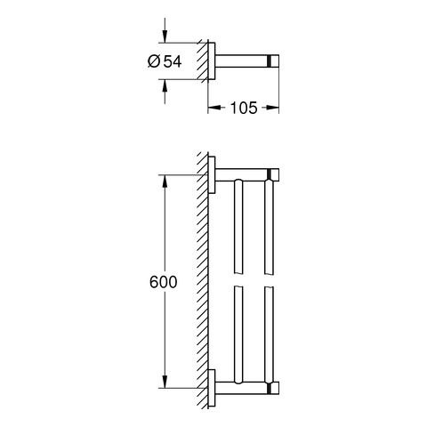 GROHE Doppel-Badetuchhalter Essentials 60 cm, verdeckte Befestigung, supersteel