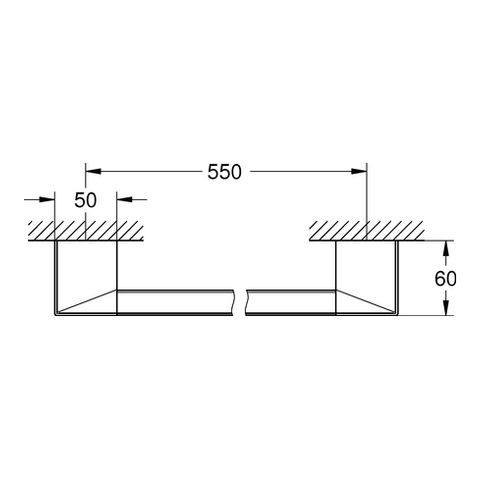 GROHE Wannengriff Selection Cube 60 cm, Bohrabstand 55 cm, verdeckte Befestigung, chrom