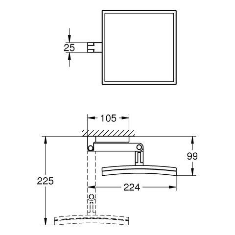 GROHE Kosmetikspiegel Selection Cube Wandmontage, verdeckte Befestigung, chrom