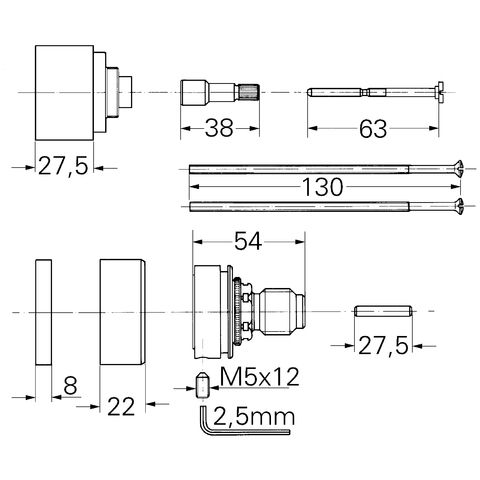 GROHE Verläng.-set Automatic 2000 47172 Griff ohne Spartaste 1/2" 27,5mm chrom