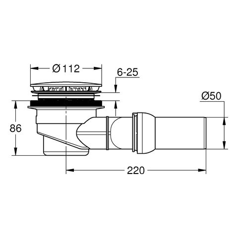 GROHE Ablaufgarnitur Universal Ø 11,2 cm, Abgang waagerecht, chrom