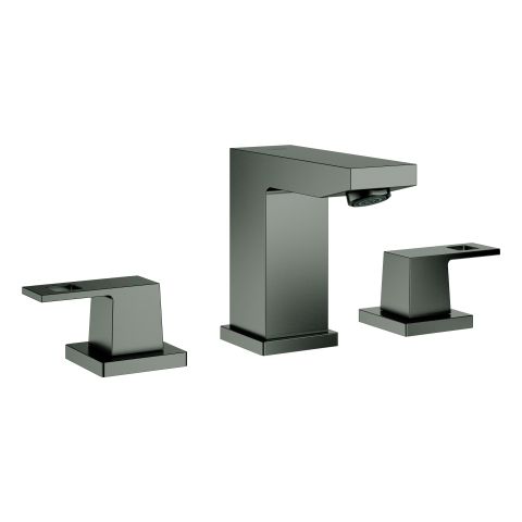 GROHE Waschtisch-3-Loch-Armatur Eurocube 1/2", mit Ablaufgarnitur, hard graphite gebürstet