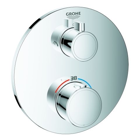 GROHE Fertigmontageset Grohtherm UP-Brause-Thermostat, mit integrierter 2-Wege-Umstellung, rund, chrom