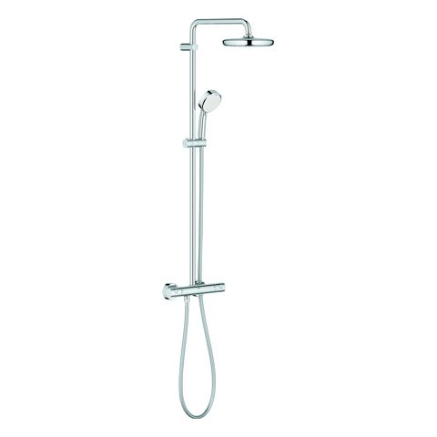 GROHE Duschsystem Tempesta Cosmopolitan 210 chrom, mit Aufputz-Thermostat, schwenkbarer Duscharm 39cm