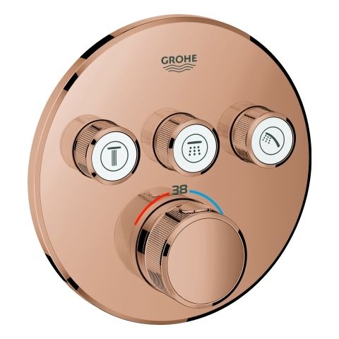 GROHE Fertigmontageset Grohtherm Smartcontrol UP-Thermostat, 3 Absperrventile, rund, warm sunset