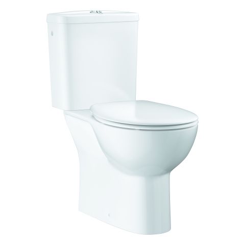 GROHE Stand-WC-Kombination Bau Keramik spülrandlos, Abgang senkrecht, mit WC-Sitz, alpinweiß
