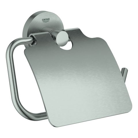 GROHE WC-Papierhalter Essentials mit Deckel, verdeckte Befestigung, supersteel