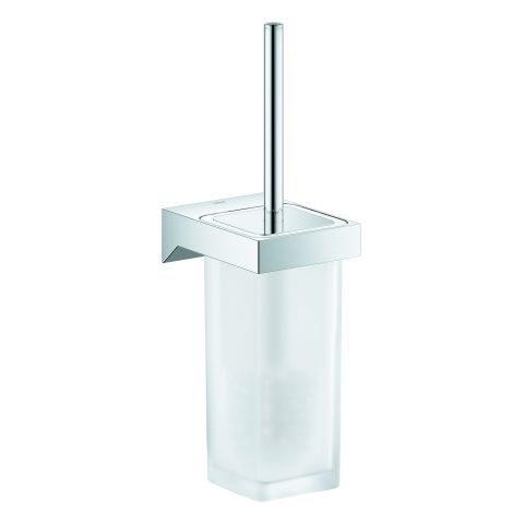 GROHE WC-Bürstengarnitur Selection Cube Glas, Wandmontage, verdeckte Befestigung, chrom