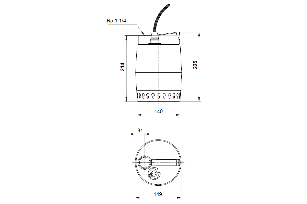 Grundfos Kellerentwässerungspumpe UNILIFT KP150-M1, Rp 1 1/4 IG, 230 V, 10 m