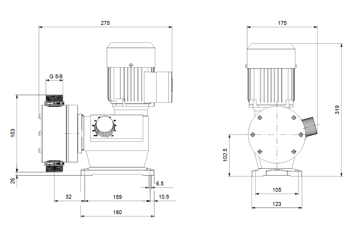 GRUNDFOS Mechanische Dosierpumpen DMX 75-4 B-PVC/V/C-X-G1U3U3FEMNG