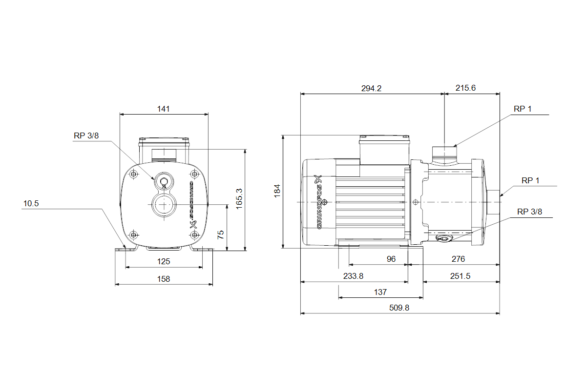 Grundfos Horizontale Kreiselpumpe CM5-12 A-R-I-E-AQQE FAAN 3x400V 3kW