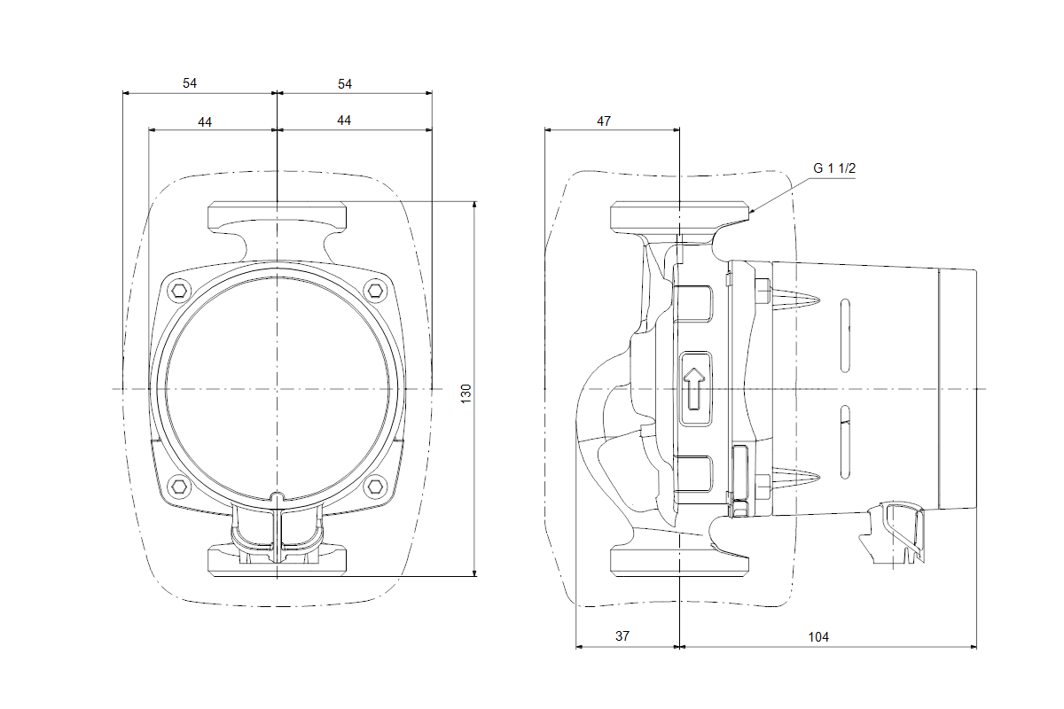 Grundfos Hocheffizienz-Umwälzpumpe Alpha3 25-60, G 1 1/2, 130 mm, PN 10, 230 V