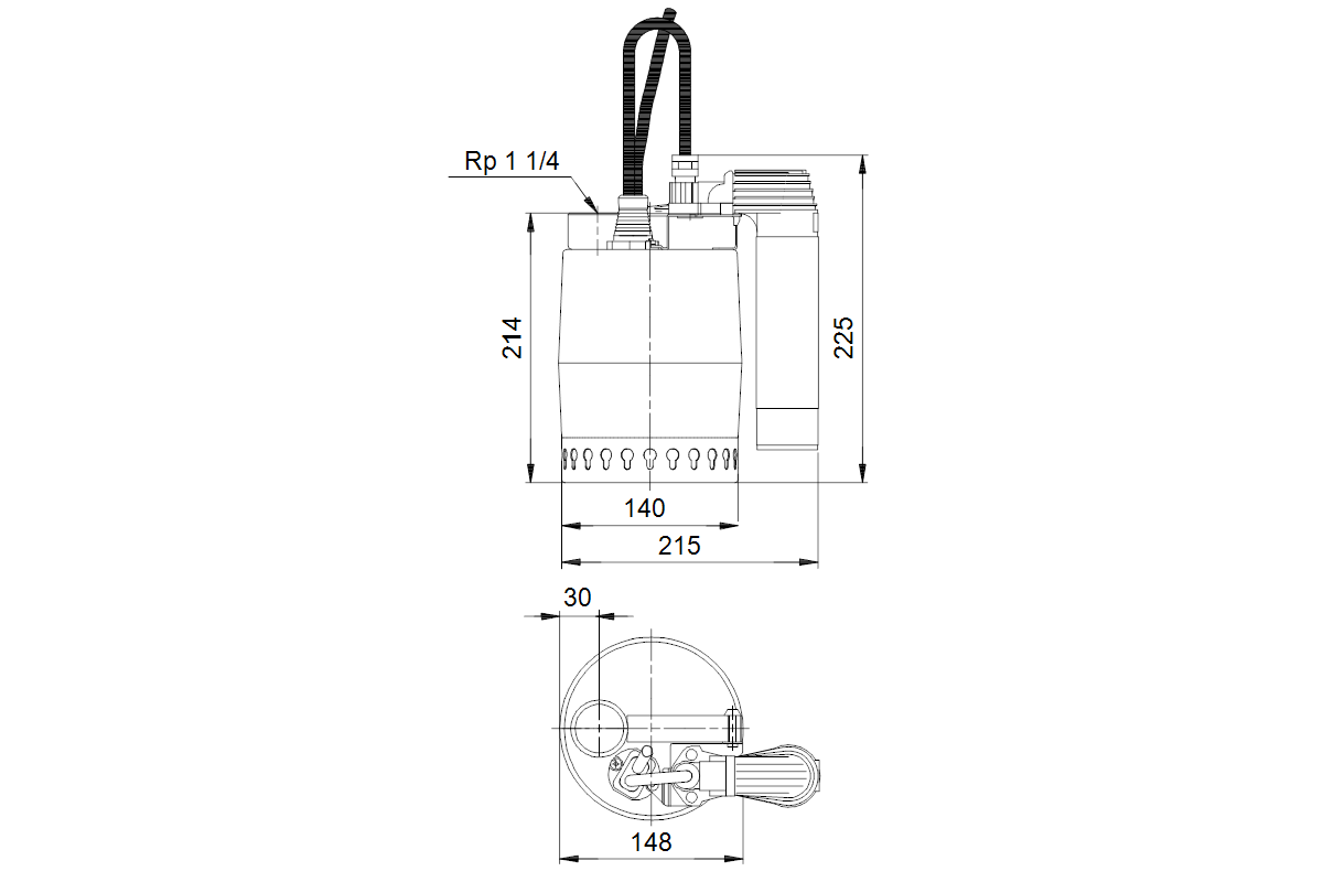Grundfos Kellerentwässerungspumpe UNILIFT KP.150.AV.1, 300 W, 1,3 A, 10 m Kabel, Edelstahl